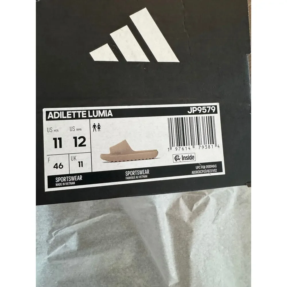 Adidas Adilette Lumia Slides Tan Neutral Pool Shower Beach Mens 11 NEW IN BOX